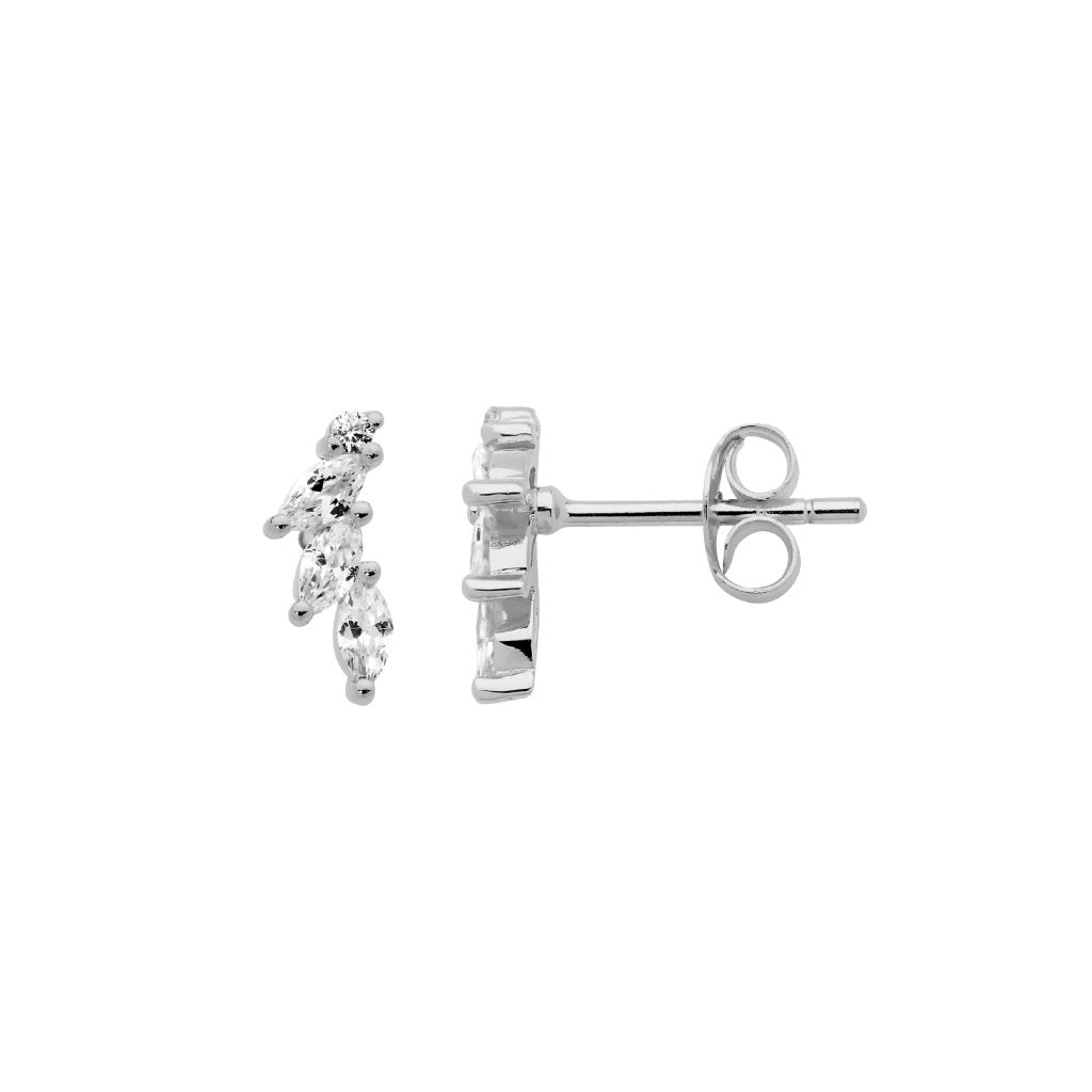 Marquise Curve Sparkle Stud Earrings
