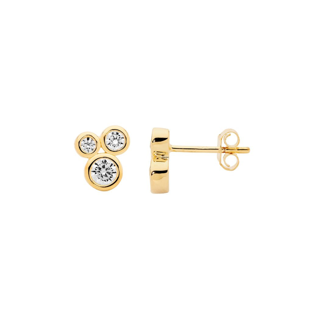 Bezel Cluster Stud Earrings