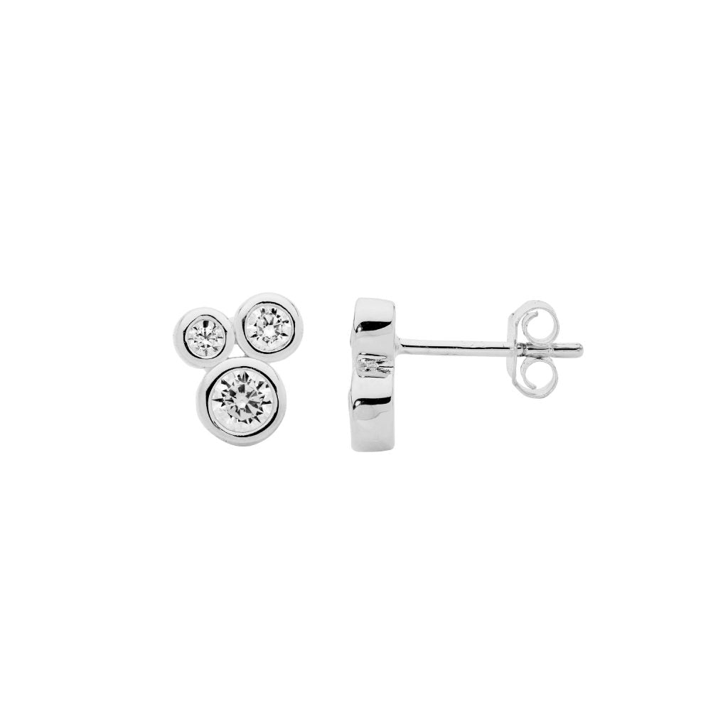Bezel Cluster Stud Earrings