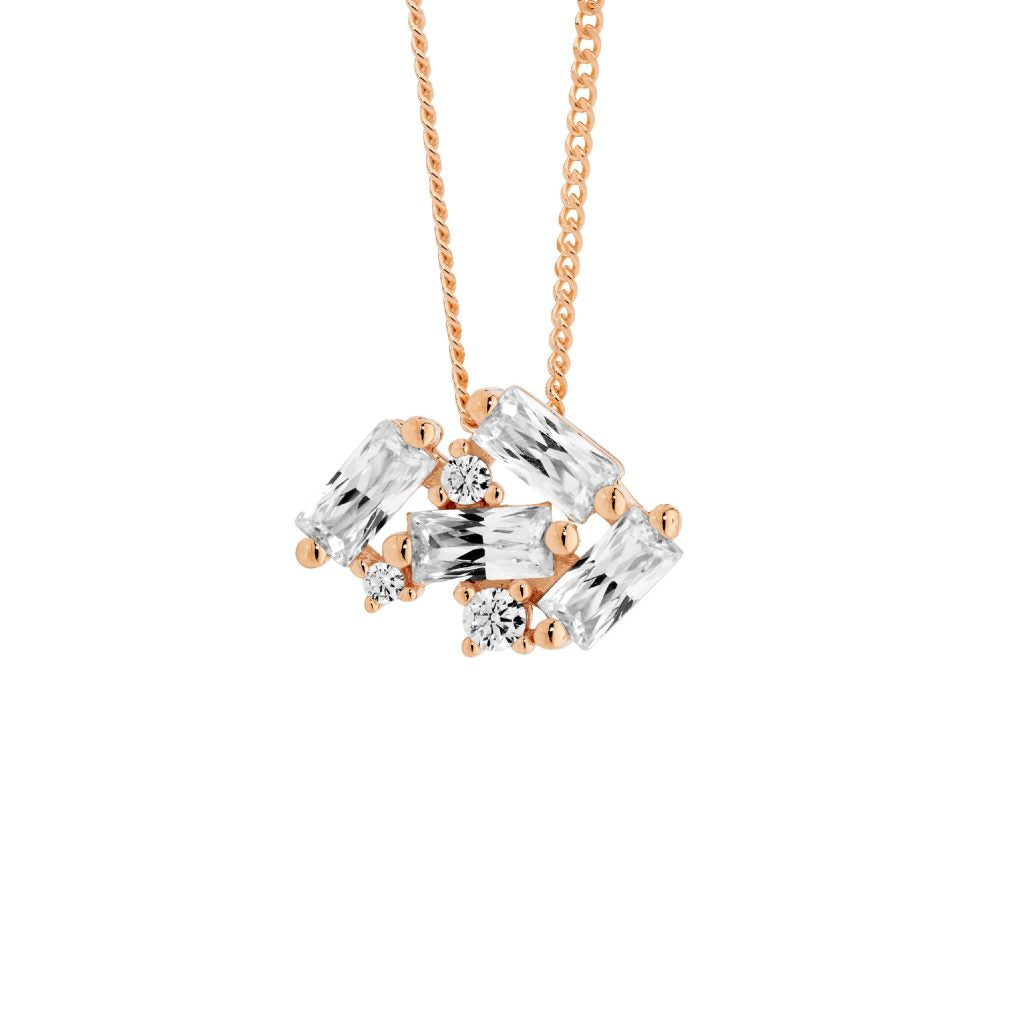 Baguette Cluster Necklace